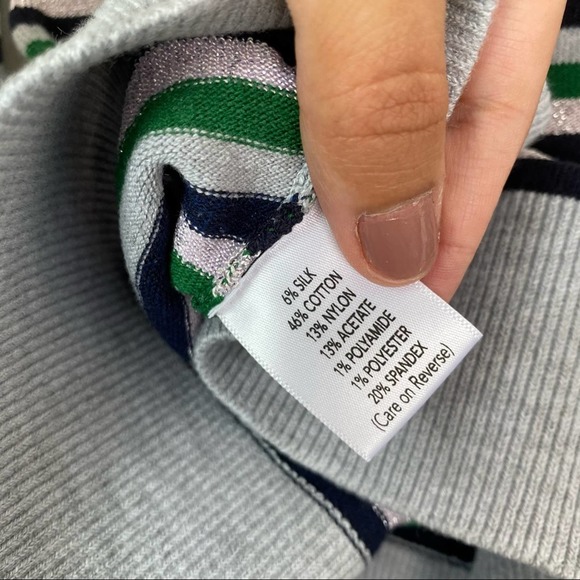 JoosTricot Metallic Striped Stretch-knit Sweater Long Sleeve Medium - Picture 8 of 9